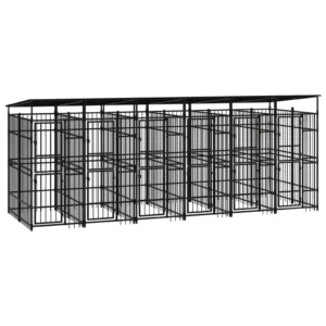 vidaXL Outdoor Dog Kennel with Roof Steel 119 ft