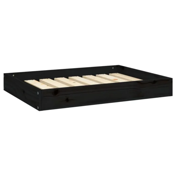 vidaXL Dog Bed Black 28.1"x21.3"x3.5" Solid Wood Pine - Image 2