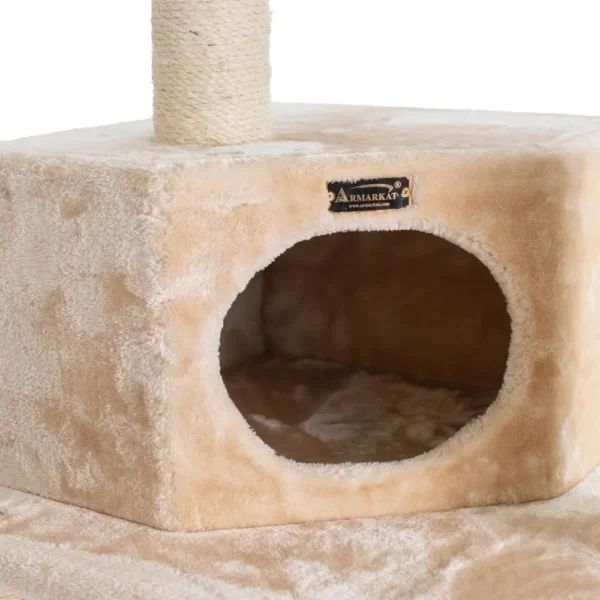 Armarkat 72" H Pet Real Wood Cat Tower, Tower EntertaInment Furniture With Lounge Basket, Perch, A7204