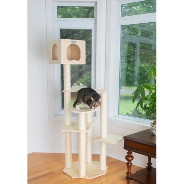 Armarkat Real Wood Premium Scots Pine 69-Inch Cat Tree with Five Levels, Perch, Condo - Image 3