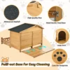 48" Wooden Dog House Outdoor with Porch, Dog Kennel with Water-Resistant Asphalt Roof and Fencing,Indoor & Outdoor Dog Crate with Paw Print, Medium, Nature - Image 8