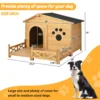 48" Wooden Dog House Outdoor with Porch, Dog Kennel with Water-Resistant Asphalt Roof and Fencing,Indoor & Outdoor Dog Crate with Paw Print, Medium, Nature - Image 13