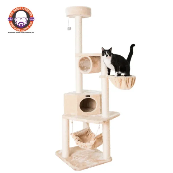 Armarkat 72" H Pet Real Wood Cat Tower, Tower EntertaInment Furniture With Lounge Basket, Perch, A7204 - Image 11