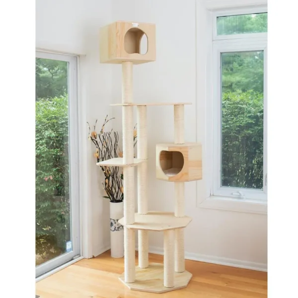 Armarkat Real Wood Premium Scots Pine 85-Inch Cat Tree with Five Levels, Two Condos - Image 13