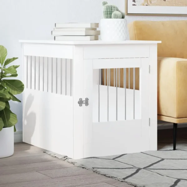 vidaXL Dog Crate Furniture White 25.4"x31.5"x28" Engineered Wood