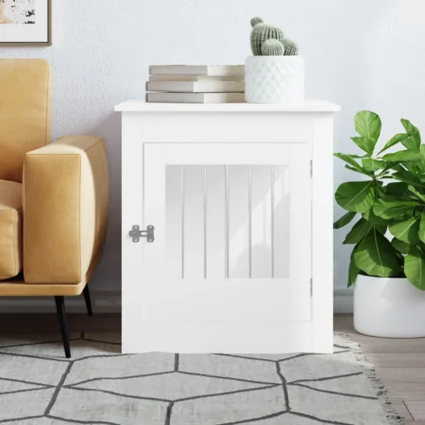 vidaXL Dog Crate Furniture White 25.4"x31.5"x28" Engineered Wood - Image 3