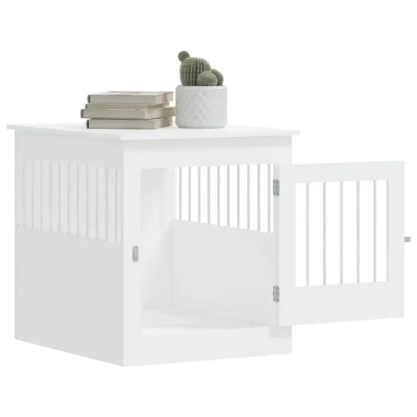 vidaXL Dog Crate Furniture White 25.4"x31.5"x28" Engineered Wood - Image 5