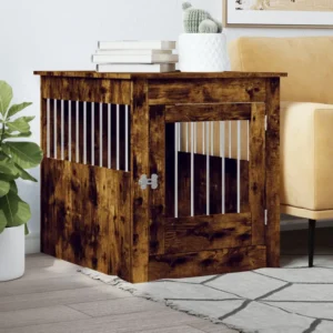 vidaXL Dog Crate Furniture Smoked Oak 25.4"x31.5"x28" Engineered Wood