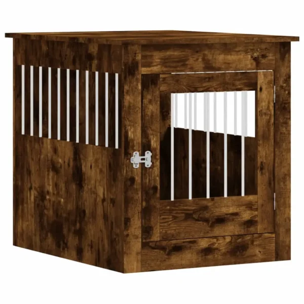 vidaXL Dog Crate Furniture Smoked Oak 25.4"x31.5"x28" Engineered Wood - Image 2