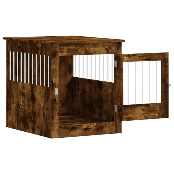 vidaXL Dog Crate Furniture Smoked Oak 25.4"x31.5"x28" Engineered Wood - Image 6