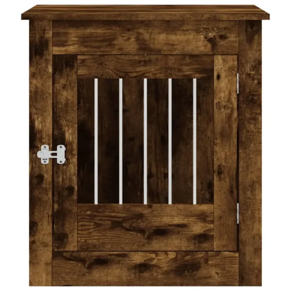 vidaXL Dog Crate Furniture Smoked Oak 25.4"x31.5"x28" Engineered Wood - Image 7