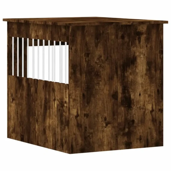 vidaXL Dog Crate Furniture Smoked Oak 25.4"x31.5"x28" Engineered Wood - Image 9