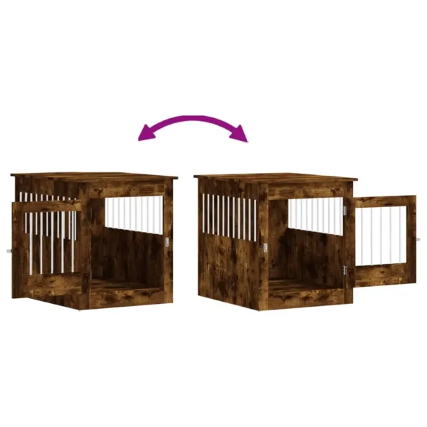 vidaXL Dog Crate Furniture Smoked Oak 25.4"x31.5"x28" Engineered Wood - Image 10