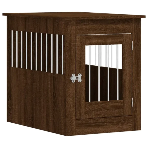 vidaXL Dog Crate Furniture Brown Oak 21.7"x31.5"x26.8" Engineered Wood - Image 2