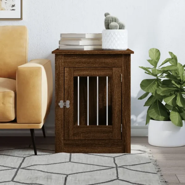 vidaXL Dog Crate Furniture Brown Oak 21.7"x31.5"x26.8" Engineered Wood - Image 3