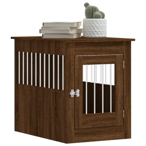 vidaXL Dog Crate Furniture Brown Oak 21.7"x31.5"x26.8" Engineered Wood - Image 4