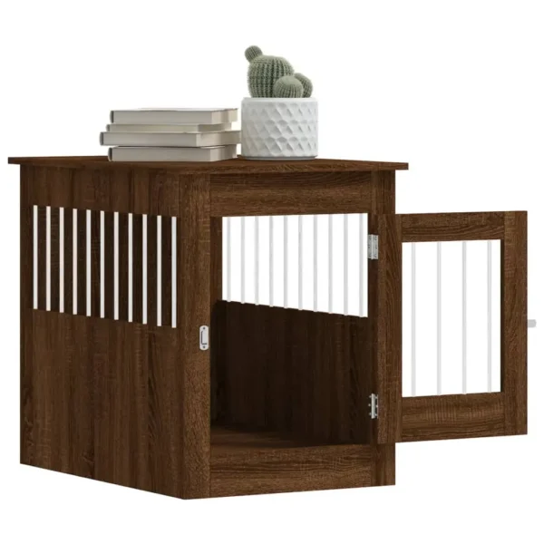 vidaXL Dog Crate Furniture Brown Oak 21.7"x31.5"x26.8" Engineered Wood - Image 5