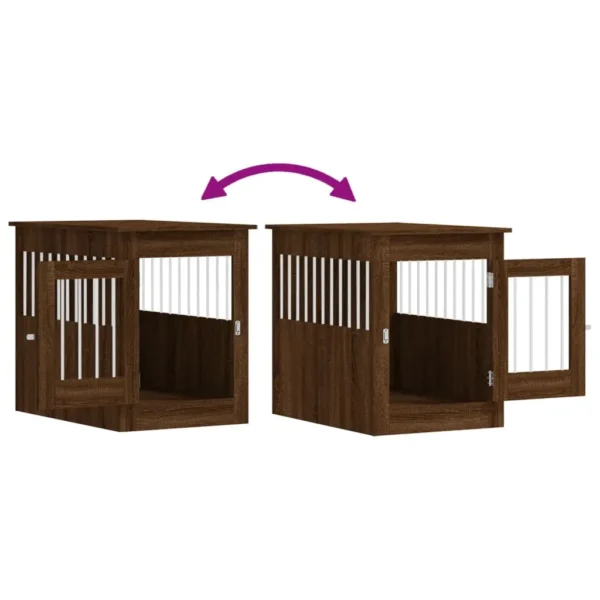 vidaXL Dog Crate Furniture Brown Oak 21.7"x31.5"x26.8" Engineered Wood - Image 10