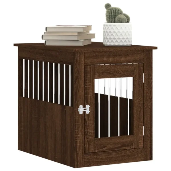 vidaXL Dog Crate Furniture Brown Oak 21.7"x29.5"x25.6" Engineered Wood - Image 4