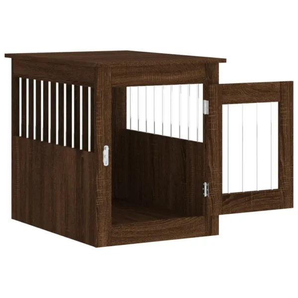 vidaXL Dog Crate Furniture Brown Oak 21.7"x29.5"x25.6" Engineered Wood - Image 6