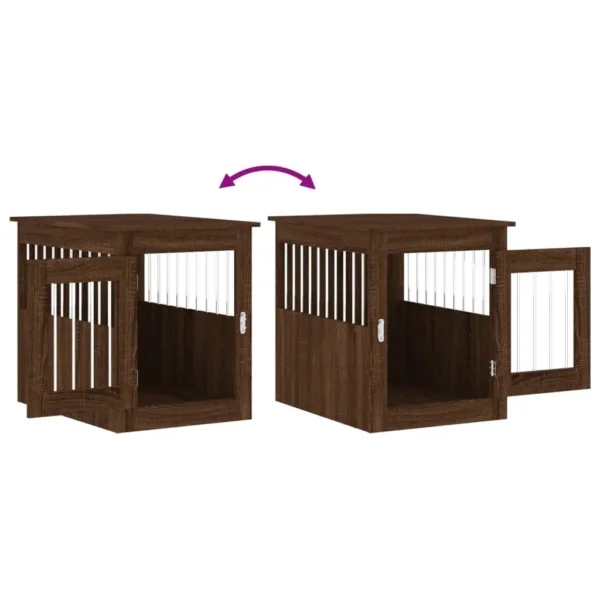 vidaXL Dog Crate Furniture Brown Oak 21.7"x29.5"x25.6" Engineered Wood - Image 10