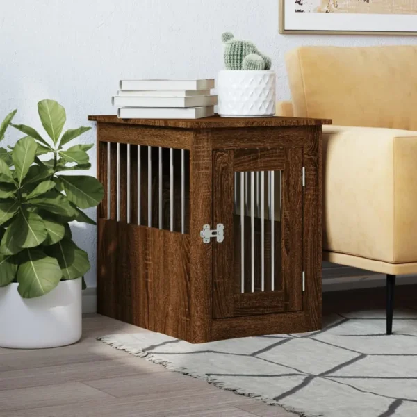 vidaXL Dog Crate Furniture Brown Oak 17.7"x24.4"x23.2" Engineered Wood