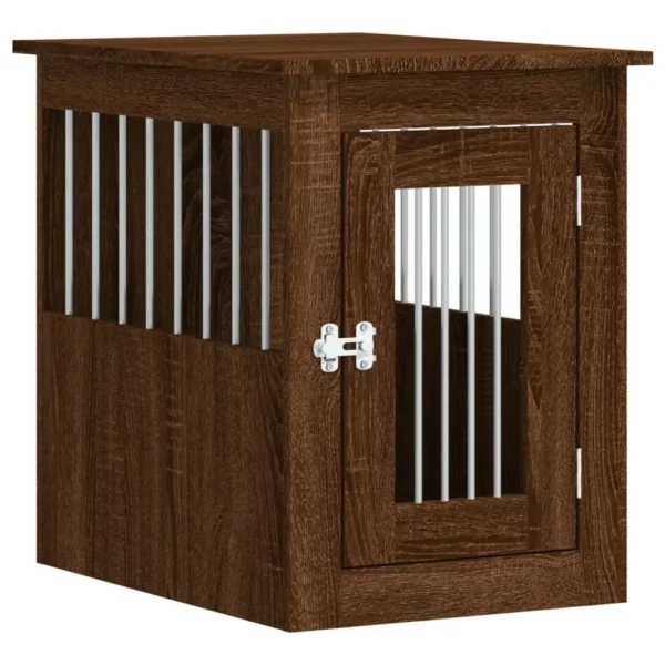 vidaXL Dog Crate Furniture Brown Oak 17.7"x24.4"x23.2" Engineered Wood - Image 2