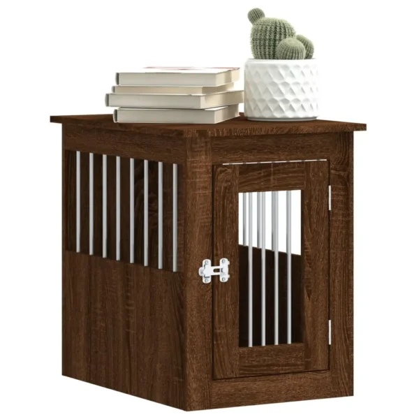vidaXL Dog Crate Furniture Brown Oak 17.7"x24.4"x23.2" Engineered Wood - Image 4