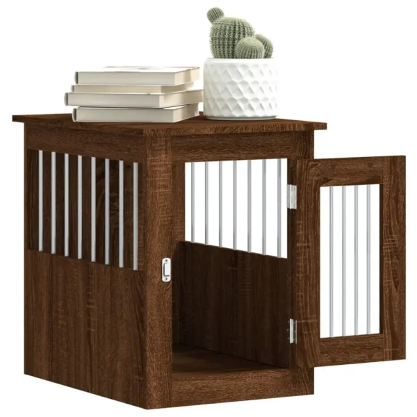 vidaXL Dog Crate Furniture Brown Oak 17.7"x24.4"x23.2" Engineered Wood - Image 5